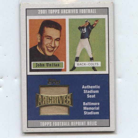 2001 TOPPS ARCHIVES FOOTBALL JOHNNY UNITAS AUTHENTIC STADIUM SEAT RELIC - Picture 1 of 1